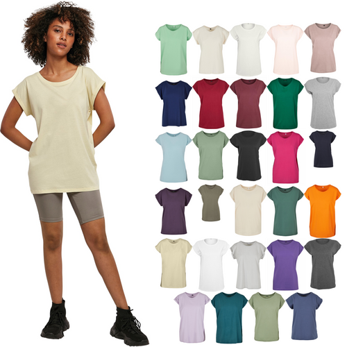 Build Your Brand Women's extended shoulder tee