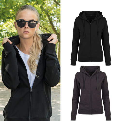 Build Your Brand Women's terry zip hoodie