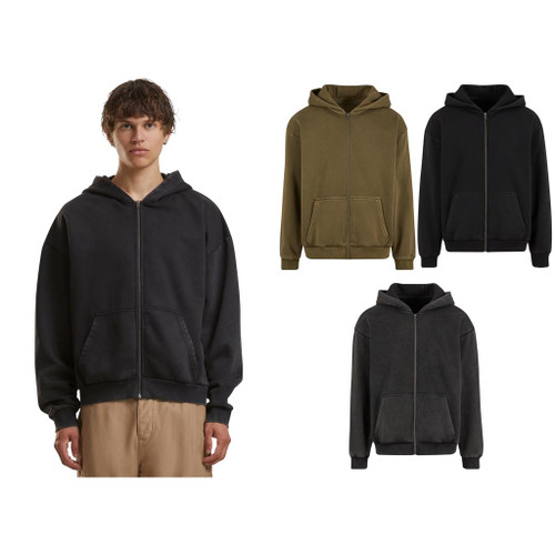Build Your Brand Vintage heavy zip hoodie