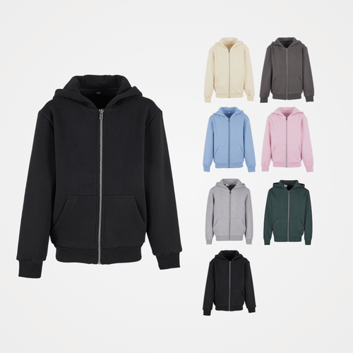 Build Your Brand Kids fluffy zip hoodie