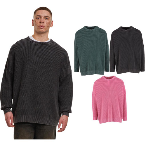 Build Your Brand Acid washed knitted oversized sweater