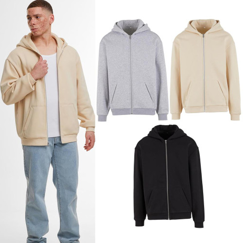 Build Your Brand Loose-fit zip hoodie