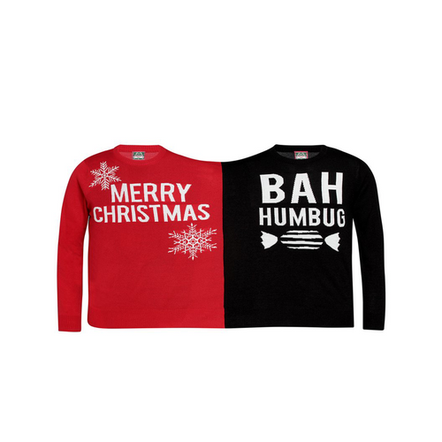 The Christmas Shop Adults Double Merry Christmas/Bah Humbug Christmas Jumper