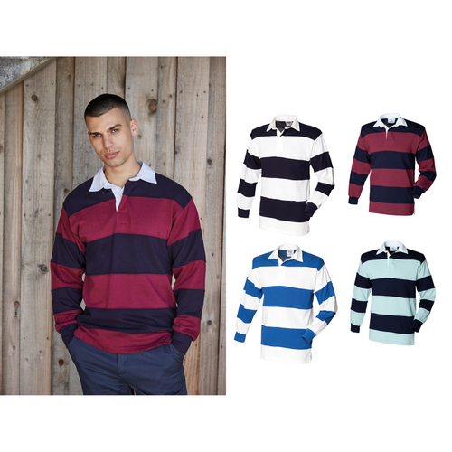 Front Row Sewn stripe long sleeve rugby shirt