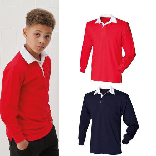 Front Row Kids long sleeve plain rugby shirt