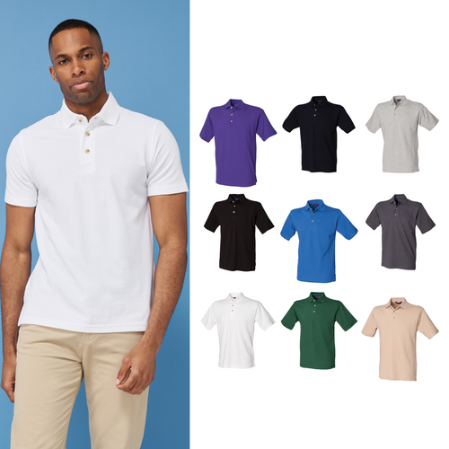 Henbury Classic cotton piqué polo with stand-up collar
