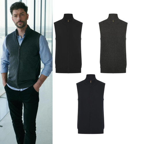 Henbury Sleeveless zip-through jumper