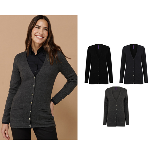 Henbury Women's v-button cardigan