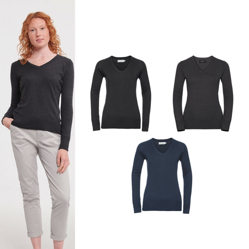 Russell Collection Women's v-neck knitted sweater