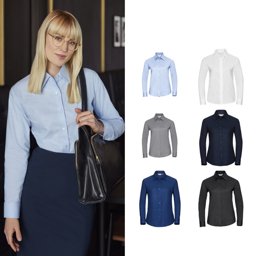 Russell Collection Women's long sleeve easycare Oxford shirt