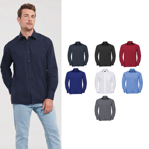Russell Collection Long sleeve polycotton easycare poplin shirt