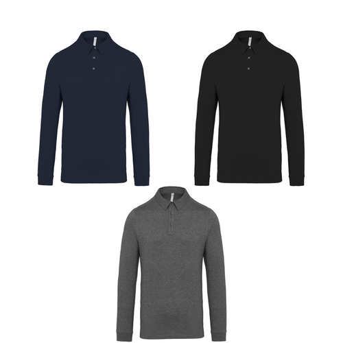 Kariban Jersey knit long sleeve polo shirt