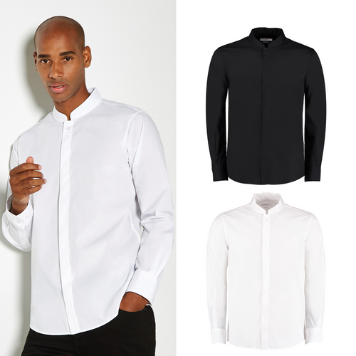 Kustom Kit Mandarin collar shirt long-sleeved (tailored fit)