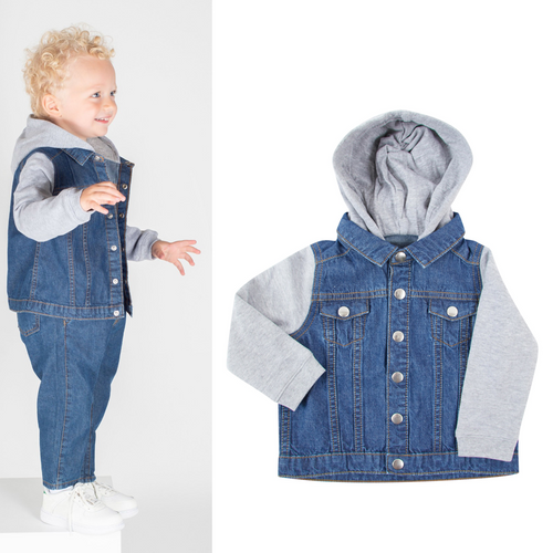 Larkwood Denim jacket with fleece hood and sleeves