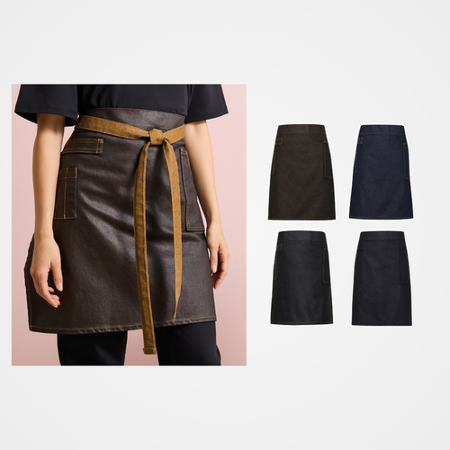 Premier Division waxed-look denim waist apron