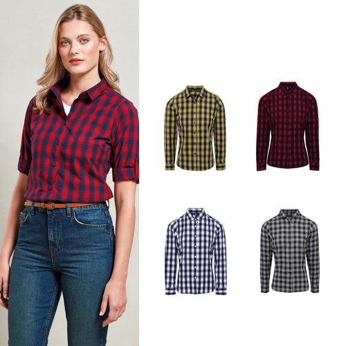 Premier Women's Mulligan check cotton long sleeve shirt