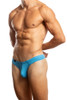 Jack Adams Bikini Thong in ibiza blue (profile view) - men's sexy, premium, functional underwear, jockstraps and thongs