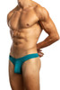 Jack Adams Modal Bikini Thong in ocean depths profile view - men's sexy, premium, functional underwear, jockstraps and thongs