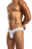 Jack Adams Rib Modal Bikini Brief in white (profile view) - men's sexy, premium, functional underwear, jockstraps and thongs.