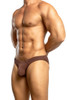 Jack Adams Bikini Brief in  deep mahogany (profile view) - men's sexy, premium, and functional underwear, jockstraps and thongs
