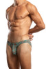 Jack Adams Filament Bikini Brief in warm teal (profile view) - men's sexy, premium, functional underwear, jockstraps and thongs.