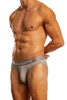 Man wearing heather grey Jack Adams Bamboo Briefs (profile view) on a white background