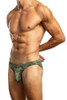 Jack Adams Filament Bikini Brief in natures green (profile view)- men's sexy, premium, functional underwear, jockstraps and thongs.