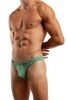 Jack Adams Filament Thong in green haze (profile view) - men's premium, sexy, comfortable underwear