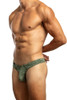 Jack Adams Filament Thong in natures green (profile view) - men's sexy, premium, functional underwear, jockstraps and thongs.