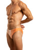 Jack Adams USA Dot Matrix 1" Swim Racer in orange (profile view)  - premium,  fashionable and fun swimsuits, swim briefs, swim trunks and swim bikinis
