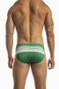 Jack Adams Sport Stripes Low Rise 1" Swim suit in green (back view) - premium,  fashionable and fun swimsuits, swim briefs, swim trunks and swim 