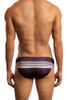 Jack Adams Sport Stripes Low Rise 1" Swim suit in purple (back view) - premium,  fashionable and fun swimsuits, swim briefs, swim trunks and swim bikinis