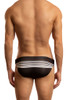 Jack Adams Sport Stripes Low Rise 1" Swim suit in black (back view) - premium,  fashionable and fun swimsuits, swim briefs, swim trunks and swim 