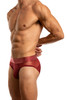 Jack Adams Monochrome Mesh Brief in tibetan red (profile view) - men's sexy, premium, functional underwear, jockstraps and thongs