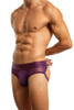 Jack Adams Monochrome Mesh Jock Brief in imperial purple (profile view) - men's sexy, premium, functional underwear, jockstraps and thongs