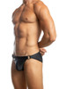 Jack Adams Apollo Swim Brief in black  (profile view) - premium,  fashionable and fun swimsuits, swim briefs, swim trunks and swim bikinis 