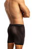 Man wearing black Jack Adams Roddy Crochet Knit Shorts (profile view) on a white background