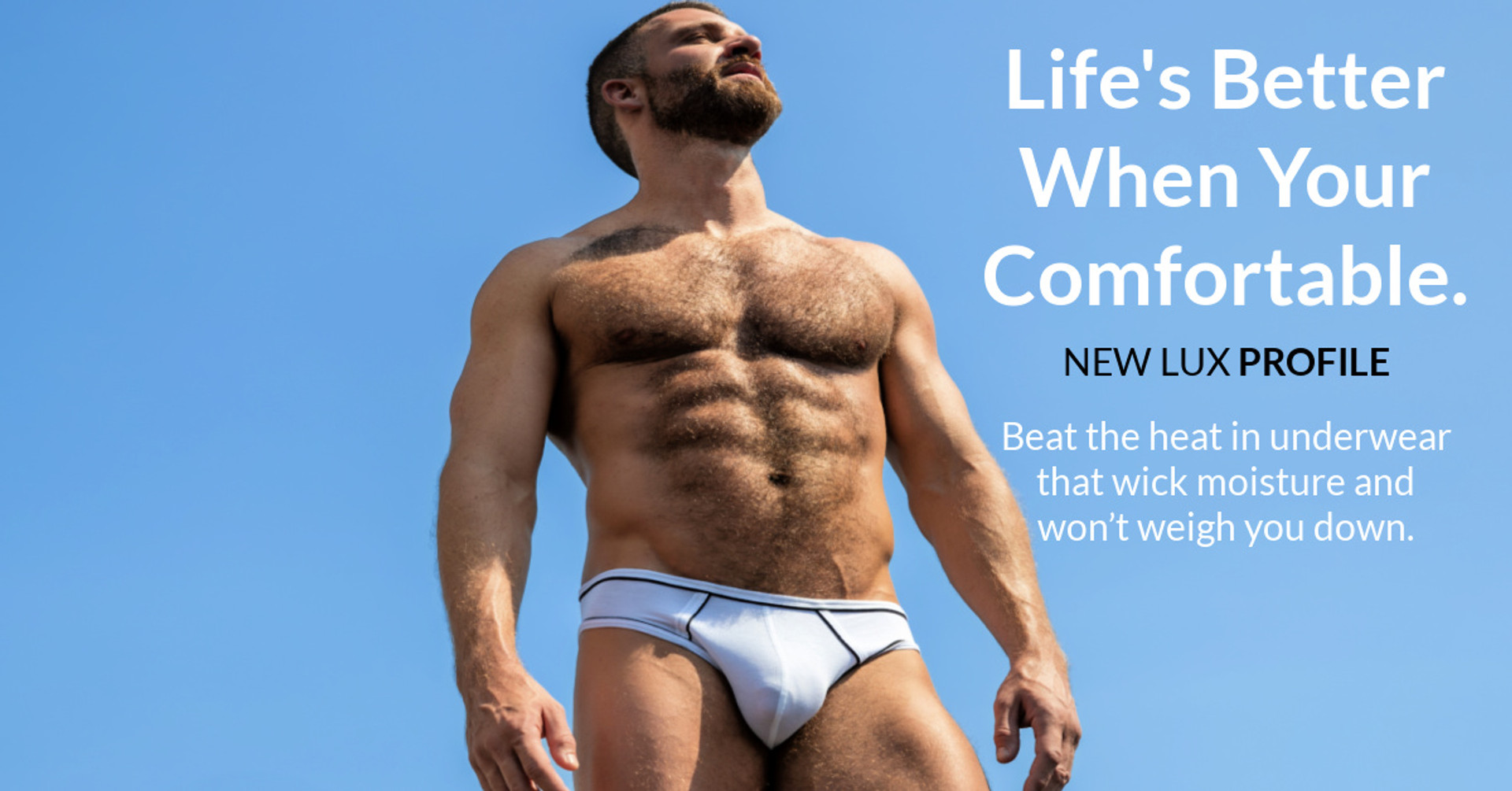 Introducing our LUX Profile Brief in White with Black Trim. Pure Comfort for Men