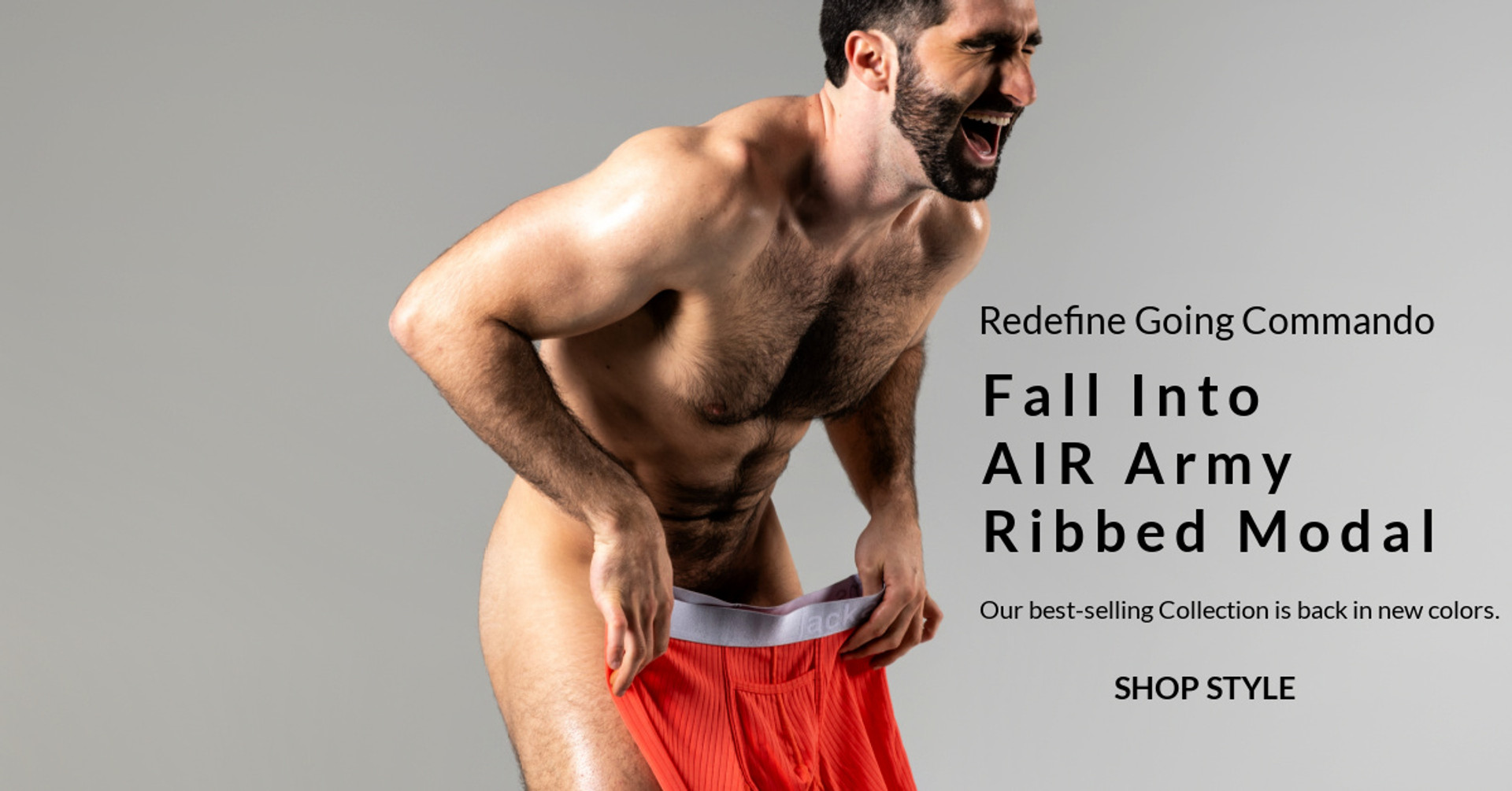 Redefine Going Commando. Fall into The Air Army Modal Underwear for Men. Pure all-day comfort. #boxerbriefs 