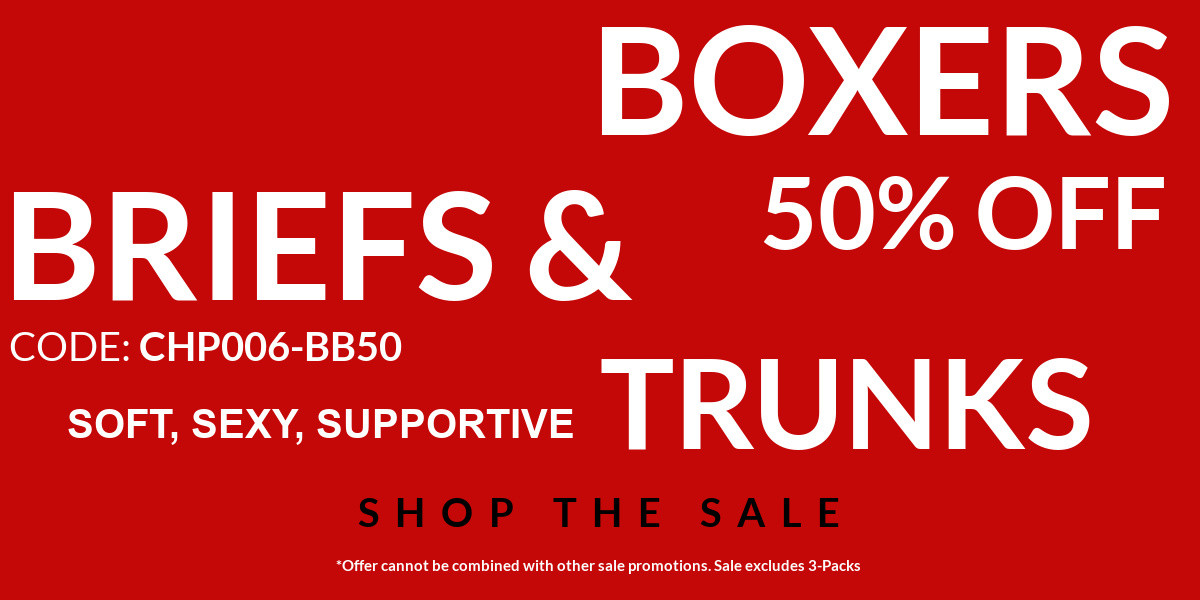 Shop the Annual Boxer Briefs and Trunks 50% off Sale for a limited time