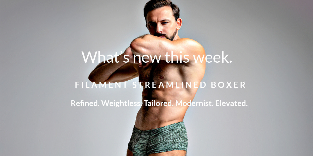Shop What's New This Week. Introduction the Filament Streamlined Box. #best mens underwear #mens boxer