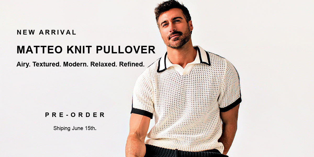 Pre-Order the New Matteo Cotton Knit Pullover short. Ships June 15th. 