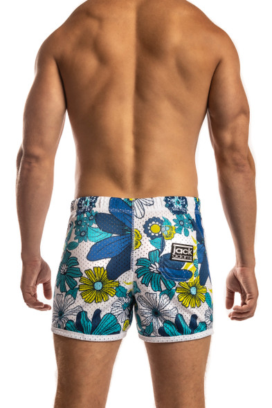 Jack Adams Mesh Freestyle Short in flower power blue - sexy, functional, stylish activewear