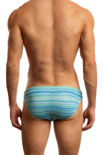 Jack Adams North Beach Low-Rise 1" Swimsuit in blues (back view) - premium,  fashionable and fun swimsuits, swim briefs, swim trunks and swim 