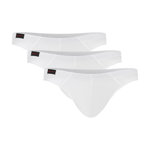 Jack Adams Modal Bikini Thong - 3 Pack - in white pack (flat lay) - men's sexy, premium, functional underwear, jockstraps and thongs.