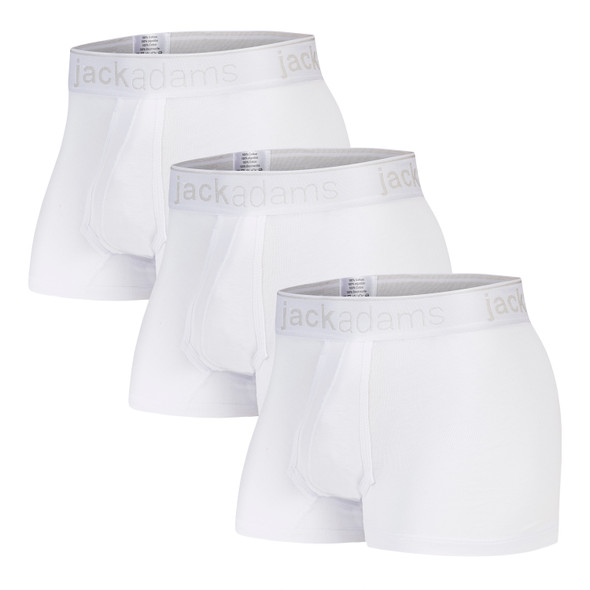 Jack Adams Comfort Cotton Boxer Brief - 3 Pack - in white - men's sexy, premium, functional underwear, jockstraps and thongs.