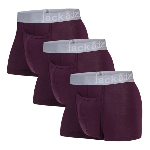 Jack Adams Zen Modal Trunk - 3 Pack - italian plum - men's sexy, premium, functional underwear, jockstraps and thongs.