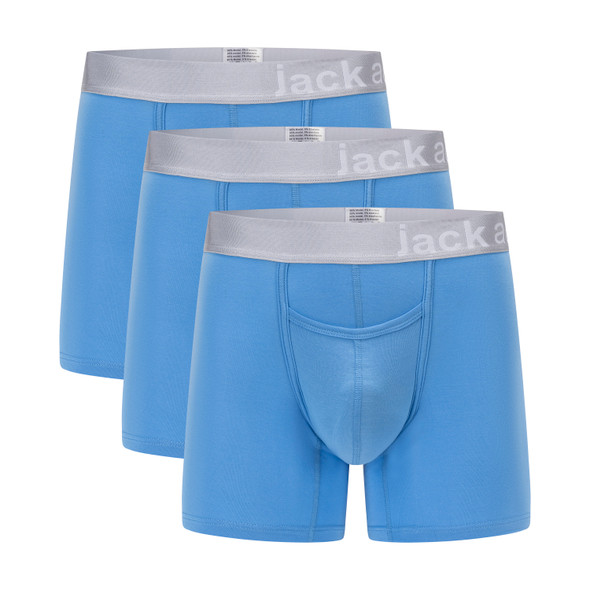 Jack Adams Zen Modal Boxer Brief - 3 Pack - pacific blue pack (flat lay) - men's sexy, premium, functional underwear, jockstraps and thongs.