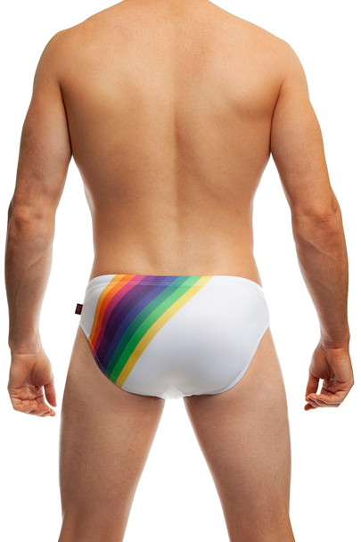 Jack Adams Rainbow Swim Brief  (back view) - premium,  fashionable and fun swimsuits, swim briefs, swim trunks and swim bikinis 