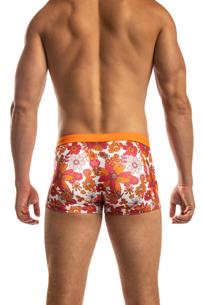 Jack Adams Bali Swim Trunk in flower power - orange (profile view) - premium,  fashionable and fun swimsuits, swim briefs, swim trunks and swim bikinis